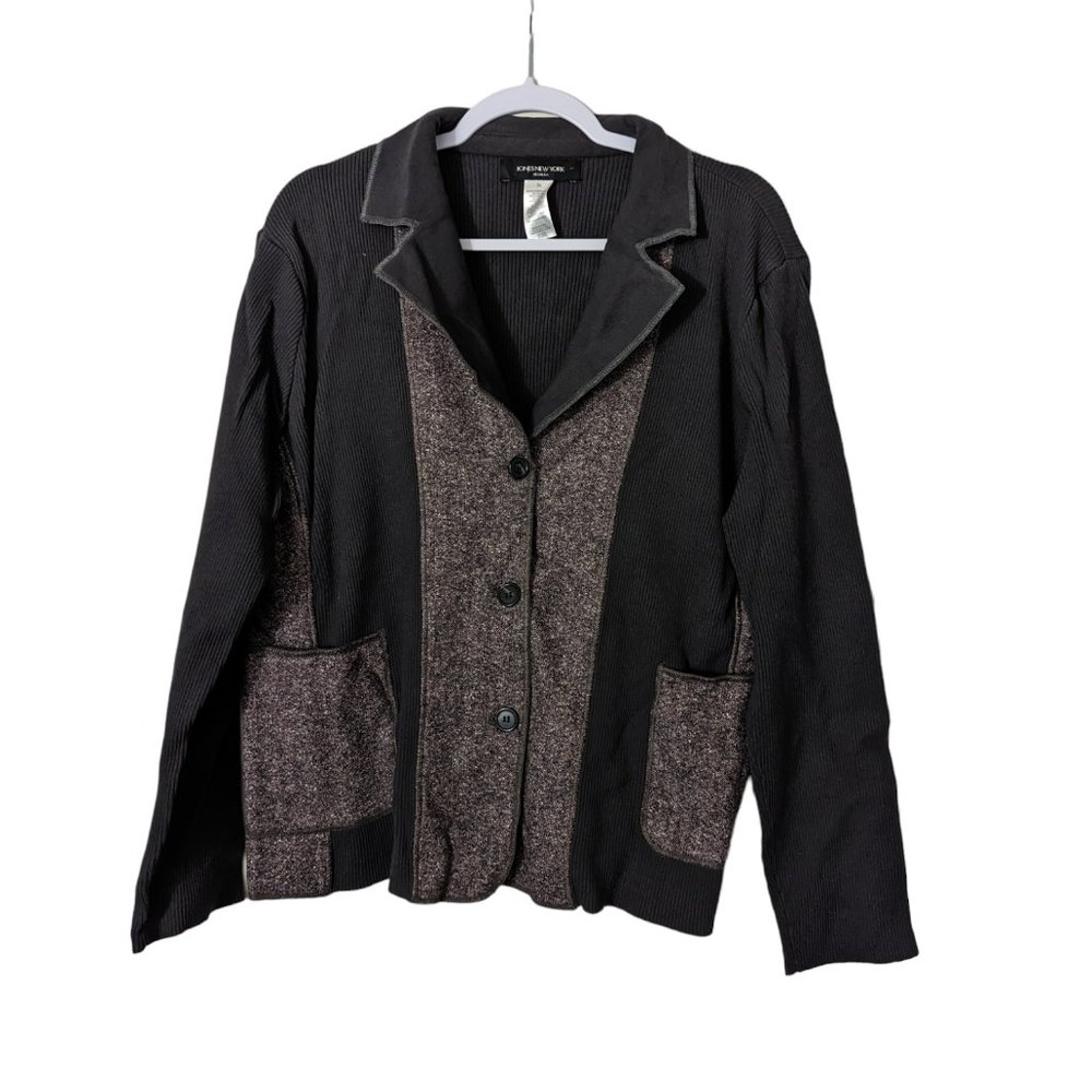 Women's Jones New York sweater jacket, grey, size 0X